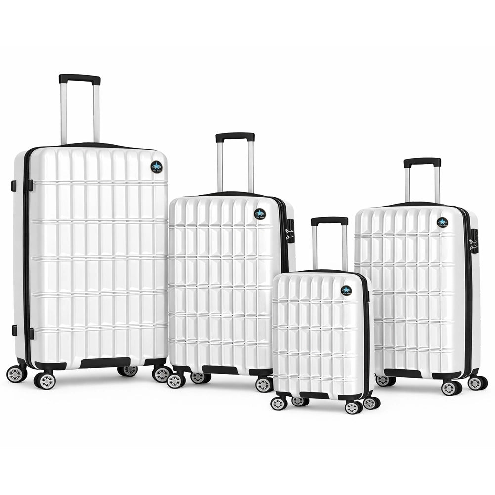 Set 4 Valigie Rigide e Resistenti Varie Misure Trolley Viaggio con Ruote Easy Roll Bianco