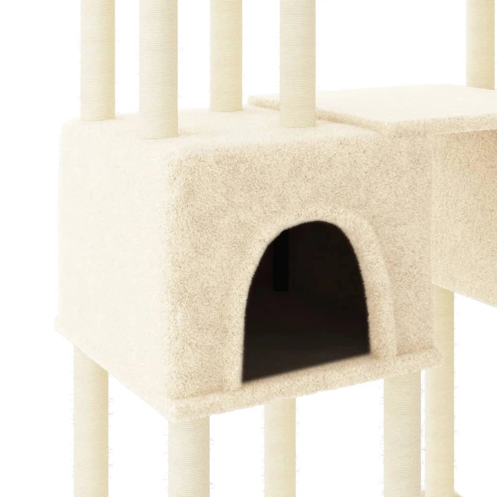 Tiragraffi per gatti torre per arrampicata giocattolo piattaforma per arrampicata con tiragraffi in sisal 199 cm crema 02_0022509
