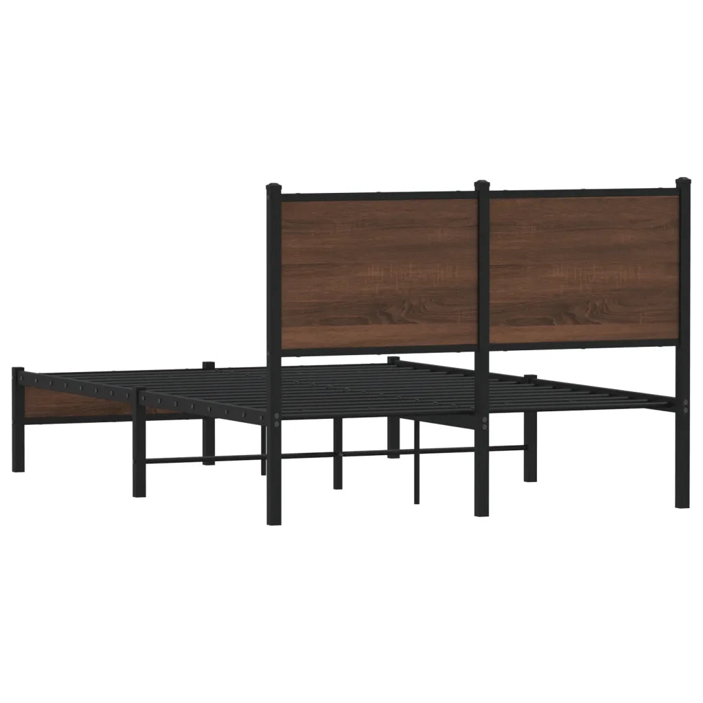 vidaXL Giroletto senza Materasso in Metallo Rovere Marrone 120x190 cm