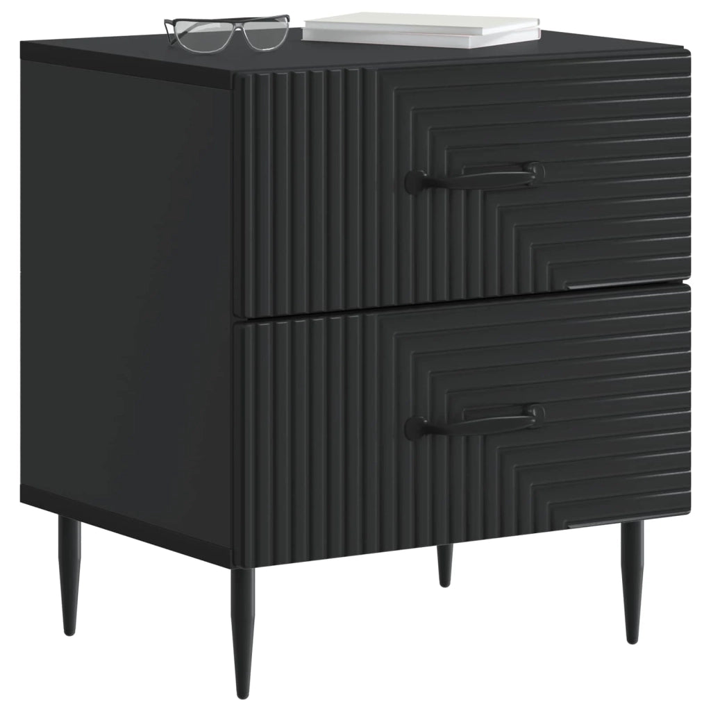Set di 2 Comodini | Armadio da Notte | Mobiletto da notte con cassetto Nero 43 x 34,5 x 47,5 cm