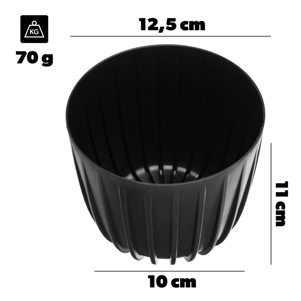 KADAX Vaso da fiori, coprivaso rotondo in plastica da 12,5 cm, supporto per fiori nero
