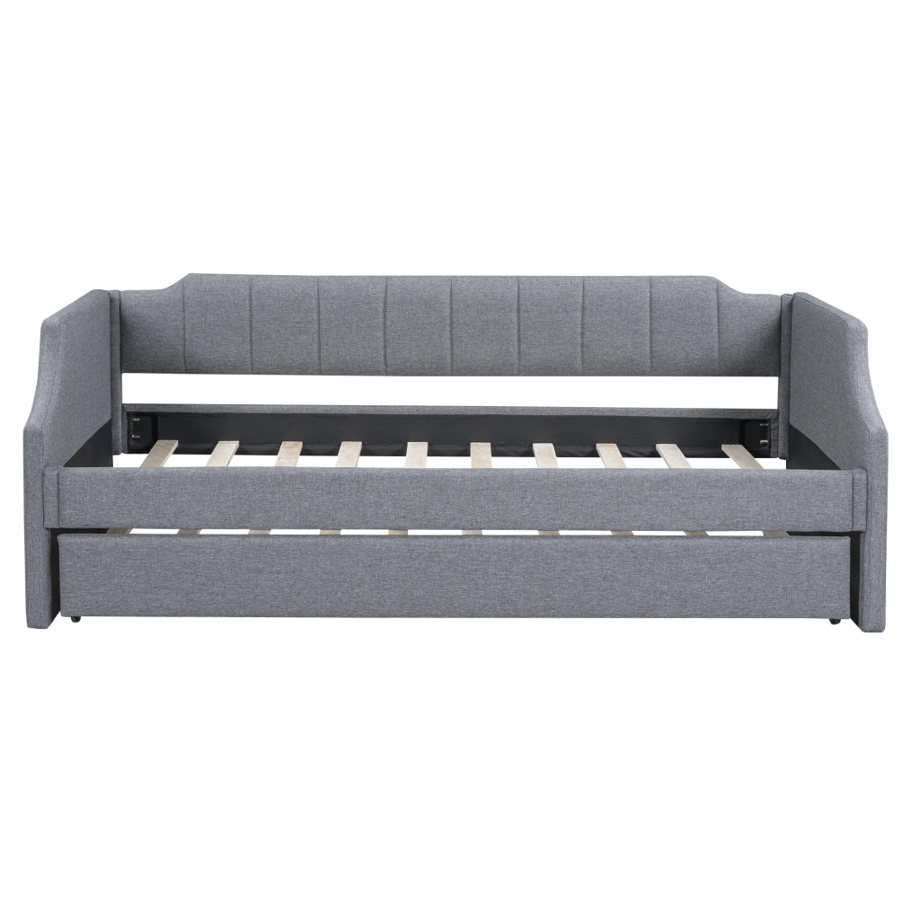 Letto singolo con letto estraibile 90 x 200 cm; divano letto imbottito grigio