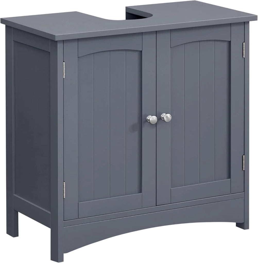VASAGLE Mobile Sottolavabo per Bagno, Mobiletto da Bagno, Mobile Sottolavandino con 2 Ante, Ripiano Regolabile, Capiente, Stile Country, 30 x 60 x 60 cm, Grigio Mistico BBC001P36