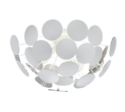 Plafoniera a Soffitto con Sfere Piatte Tonde Bianco Argento Discalgo GD Trio