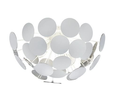 Plafoniera a Soffitto con Sfere Piatte Tonde Bianco Argento Discalgo GD Trio