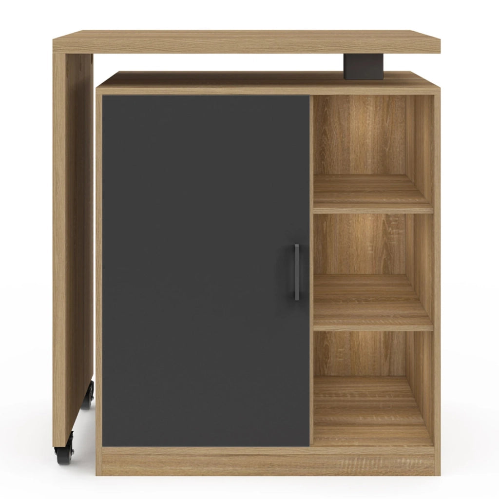 IDMarket - Mobile bar girevole POLO 2 in 1 faggio imitazione anta nera