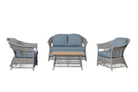 Set Salotto da Giardino Divano 2 Poltrone e Tavolino in Rattan Jefferson Grigio