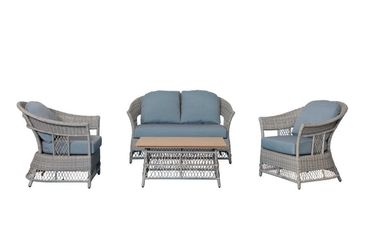 Set Salotto da Giardino Divano 2 Poltrone e Tavolino in Rattan Jefferson Grigio