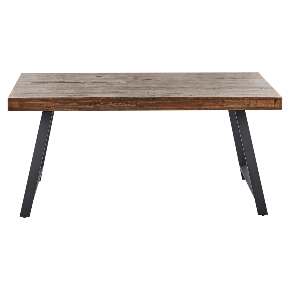 Tavolo da pranzo in legno di pino scuro MDF 160 x 90 cm Gambe stabili in metallo nero Sala da pranzo Soggiorno Stile industriale