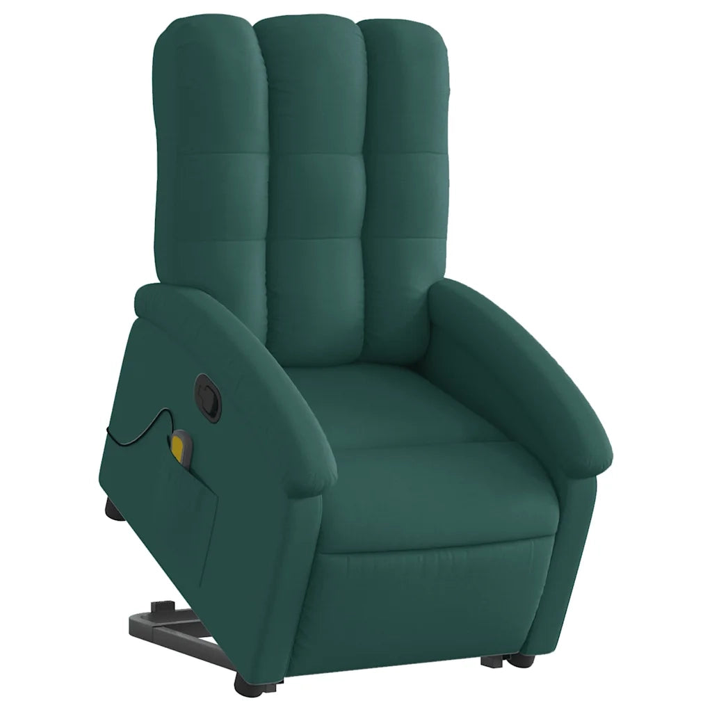 Poltrona Alzapersona Massaggiante Verde Scuro in Tessuto 3204110