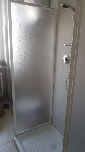 Box Doccia Acrilico - 3 lati, Apertura Scorrevole Opaco Effetto Goccia - Misura: 80 x 100 x 80 x h185