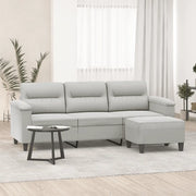 Divano a 3 Posti con Poggiapiedi Grigio Chiaro 180cm Microfibra 3201232