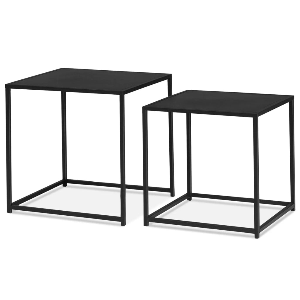 IDMarket - Set di 2 tavolini DAVIS 40/45 in metallo nero opaco, design industriale
