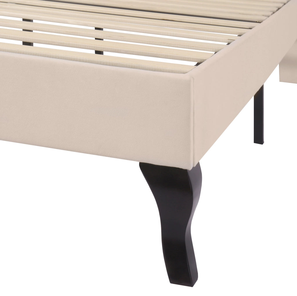 Letto imbottito 140x190 cm con rete a doghe e testiera regolabile in altezza; velluto off white