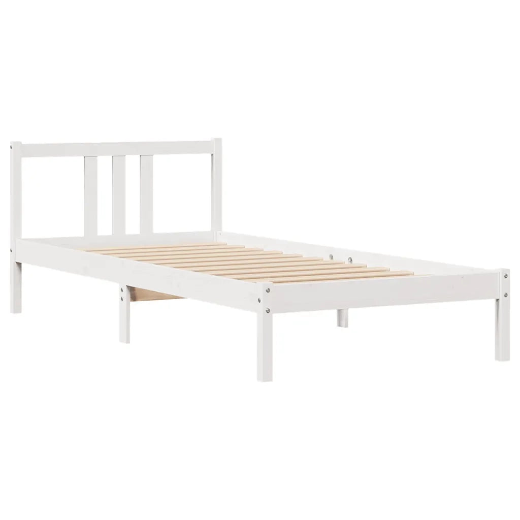 Letto senza Materasso Bianco 90x200 cm Legno Massello di Pino
