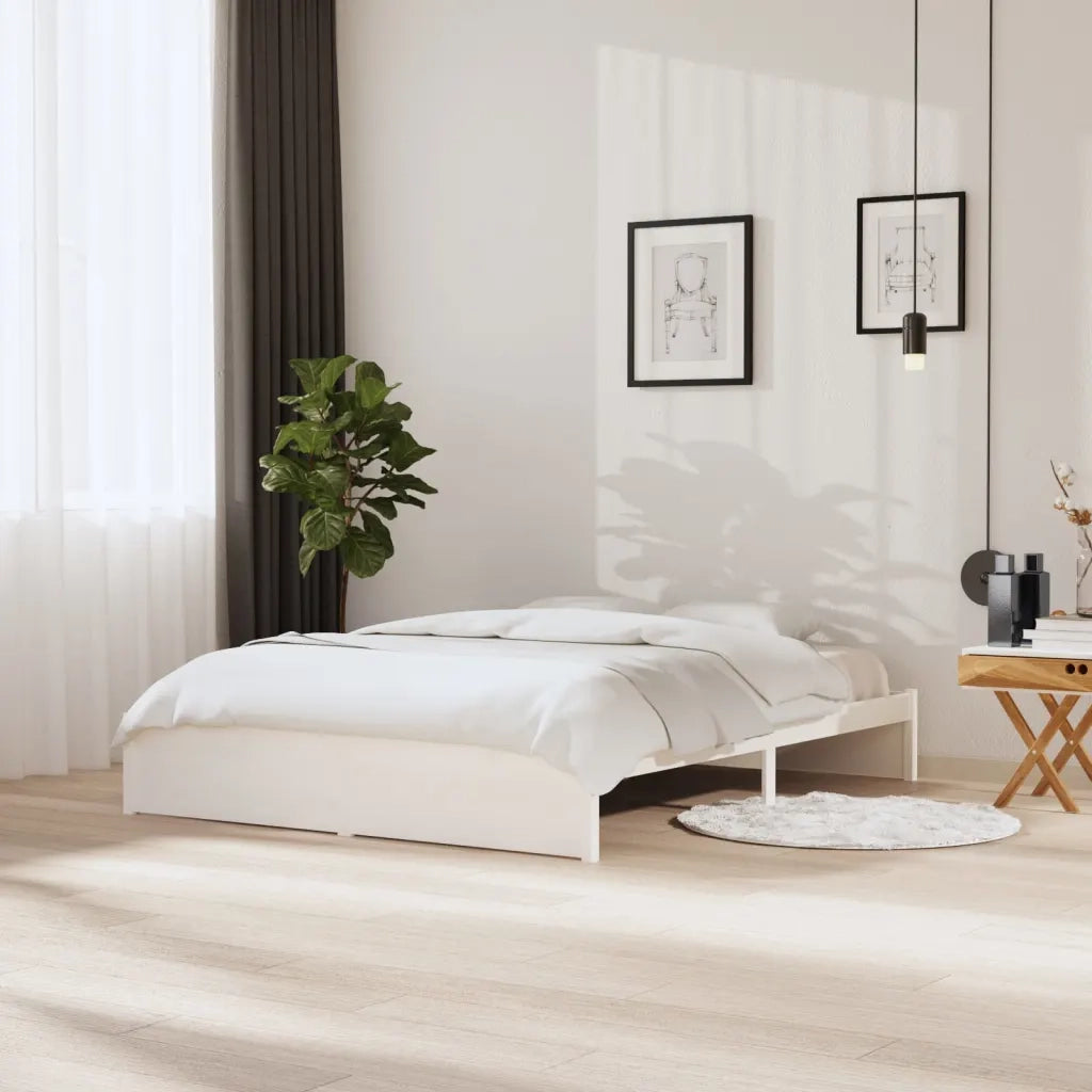 Giroletto-Struttura Letto Bianco in Legno Massello 160x200 cm 642622