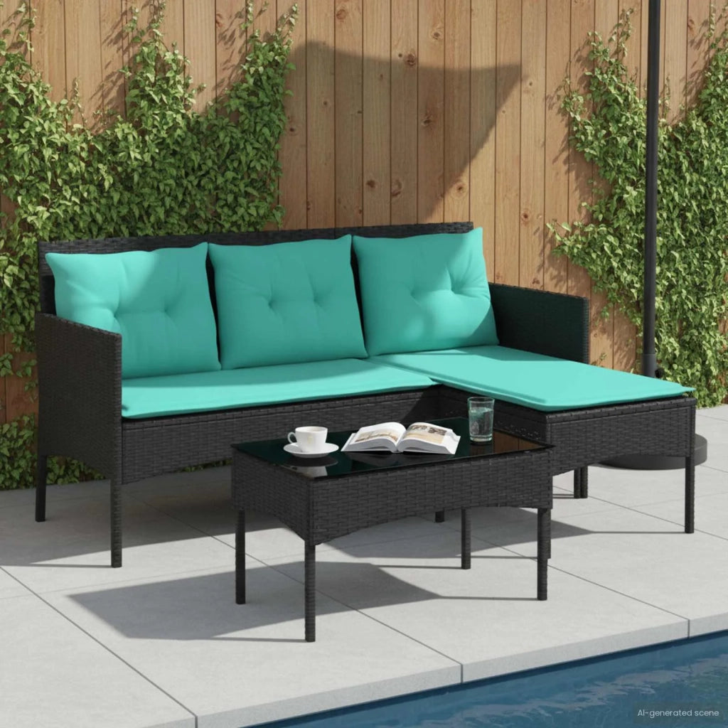 Set Divano da Giardino con cuscino 2 pcs polyrattan
