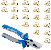 Set di 20 impugnature a cerniera - 25 cm - hardware - anelli a cerniera - cinghie - rivestimento in tessuto - bracciale - set dorato - impugnatura per strumenti in vetro - punte in gomma.