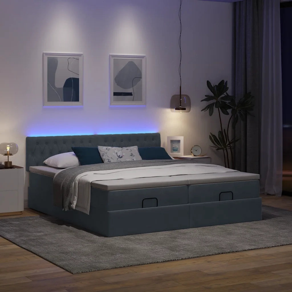 Struttura Letto Pouf con Materassi 180x200 cm Velluto 3312942