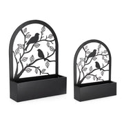 Set di 2 Porta Fiori da Esterno in Acciaio con Decoro Uccellini - JOLMAR