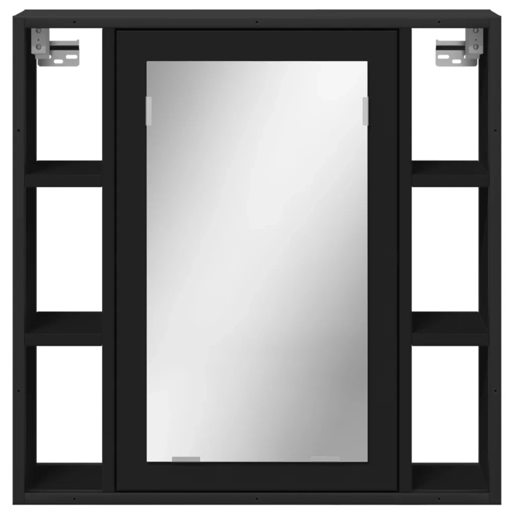 Mobile da Bagno con Specchio Nero 60x16x60 cm Legno Multistrato 842426