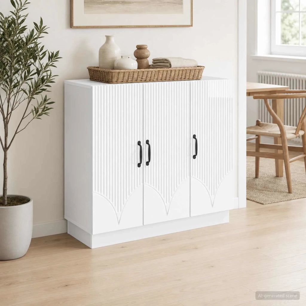 Credenza Bianco Lucido 89 x 34,5 x 77 cm Legno ingegnerizzato 895339