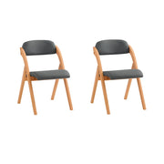 SoBuy FST92-SGx2, Sedia Pieghevole in Legno Set da 2 Poltrona Imbottita da Cucina, Sedie da Interno per Ufficio, Balcone, Giardino - Sedie Pieghevoli Salvaspazio Richiudibili in Faggio, Grigio Scuro