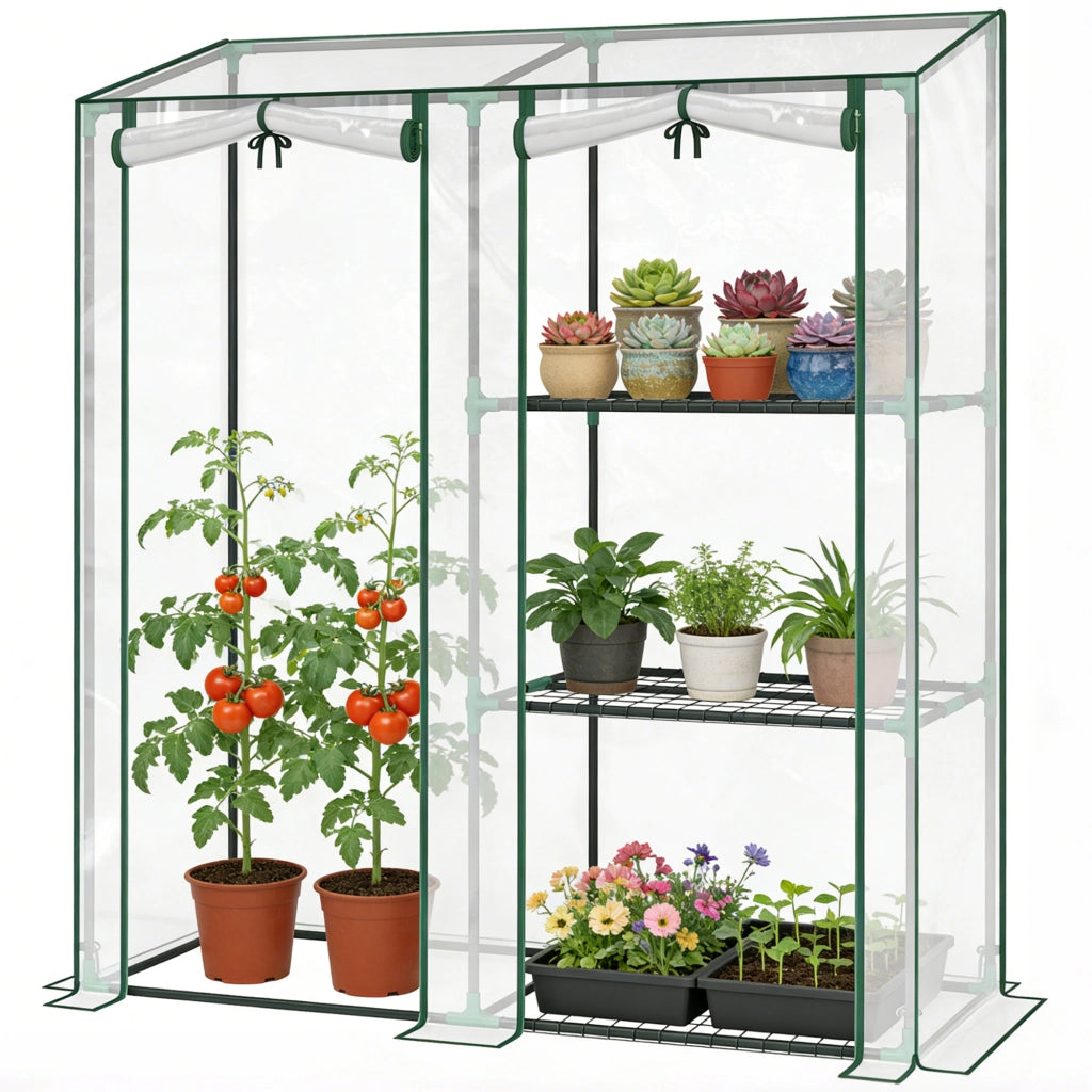 Serra Verticale a 2 Sezioni ¨C zephmum ¨C Verde Scuro e Acciaio, 143x45x151 cm