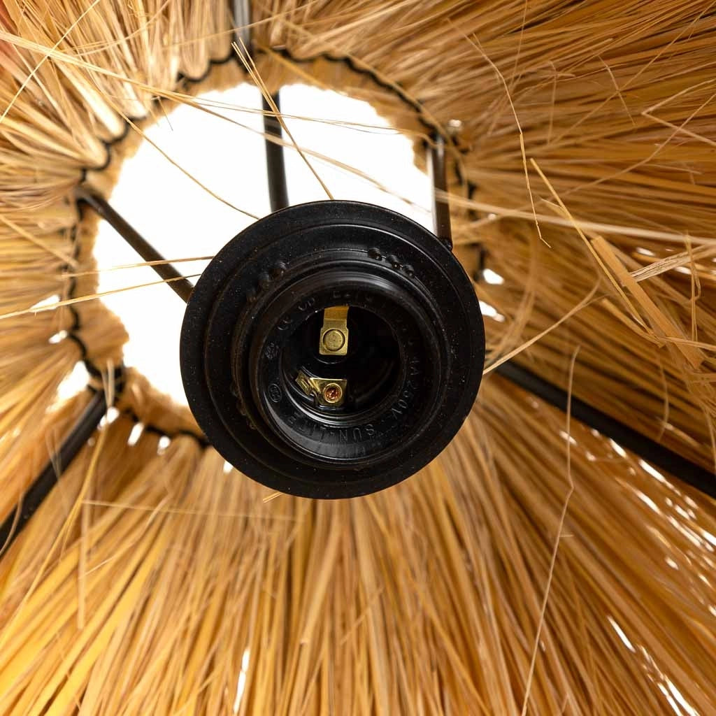 Plafoniera in fibra naturale marrone 38x38x30h
