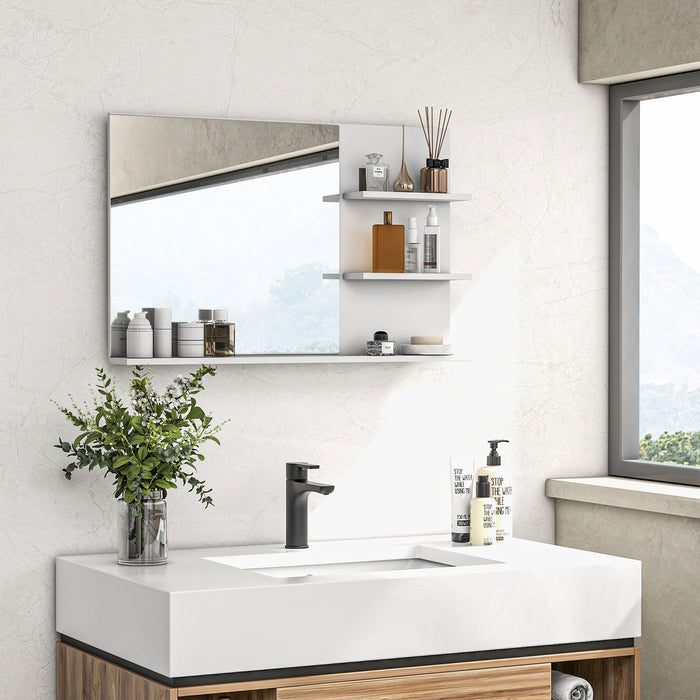 Specchiera Bagno a Parete 75x10x48 cm con 2 Mensole e 1 Ripiano Bianco