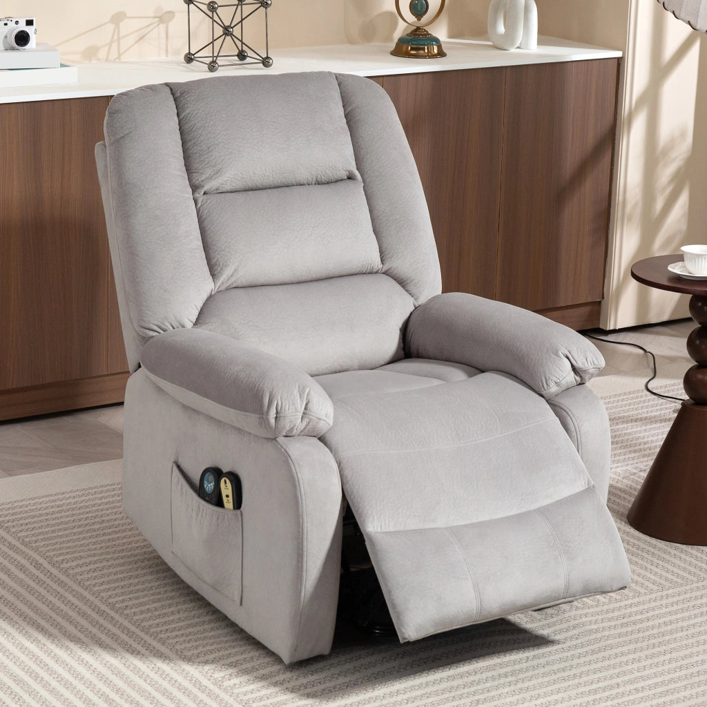 Poltrona Massaggiante Elettrica Alzapersona ¨C Zephmum ¨C Grigio Chiaro 90x93x110