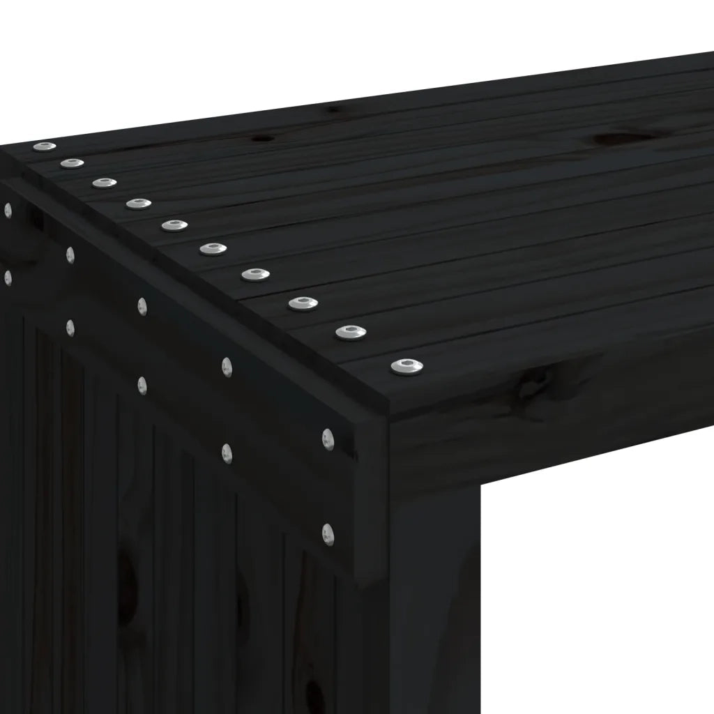 Panca Giardino Estensibile Nera 212,5x40,5x45cm Massello Pino 832527
