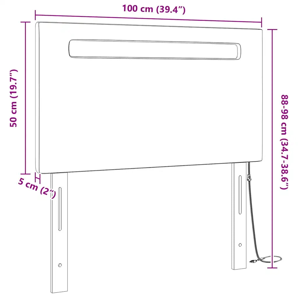 Testiera LED-Testata con LED-Testiera Decorativa Nero 100 cm Pelle Sintetica