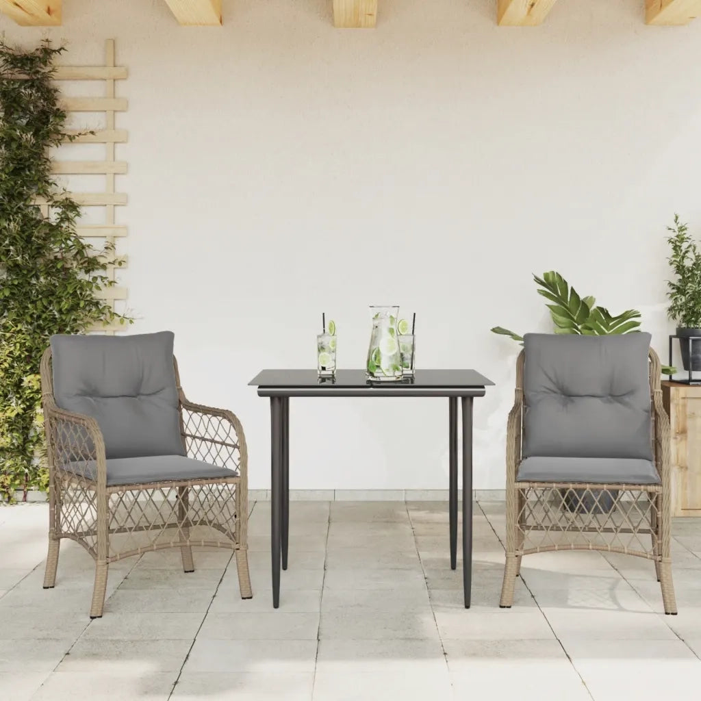 Set da BistrÃ² 3 pz con Cuscini Beige Misto in Polyrattancod mxl 111198