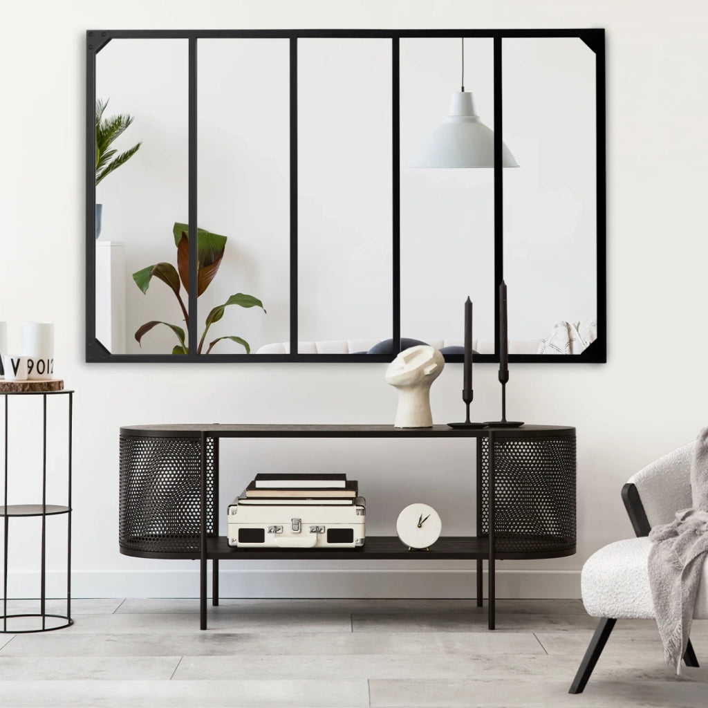 IDMarket - Specchio in vetro a 5 strisce di design industriale 140x84 cm