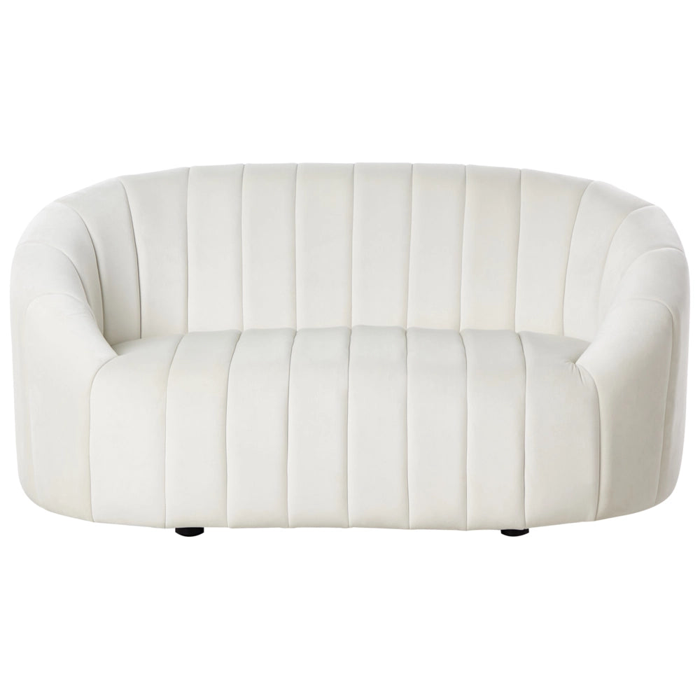 Divano 2 posti in velluto bianco sporco Design contemporaneo e retrò Seduta imbottita e schienale basso