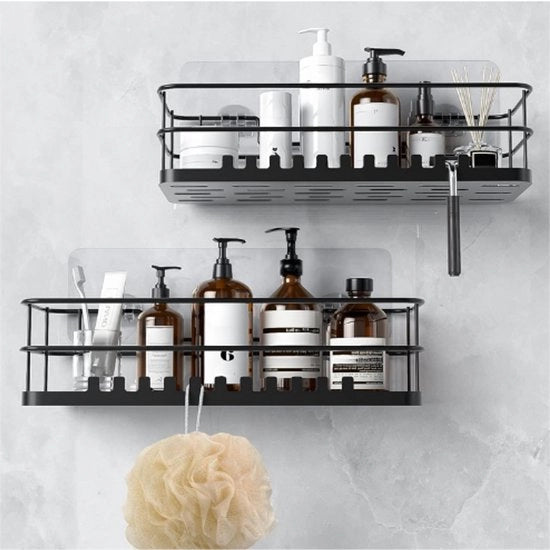 Cassettiere Autoadesiva in Acciaio Inox con 22 Ganci - Aspiratore Potente per la Stanza da Bagno - Senza Forare - Supporto per Shampoo, Detersivo e Raschietto - Organizzatore per la Cucina e la Stanza da Bagno
