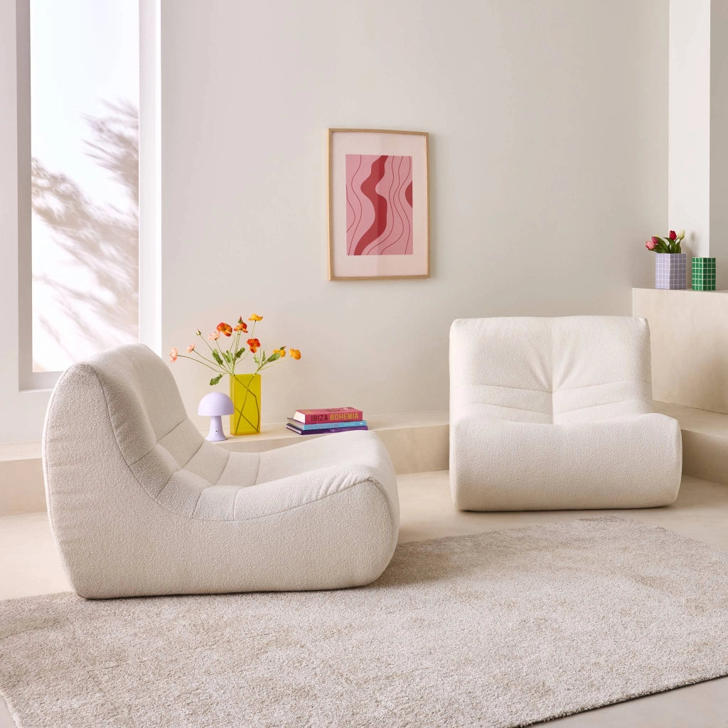Divano modulare boucle, 2 posti, bianco