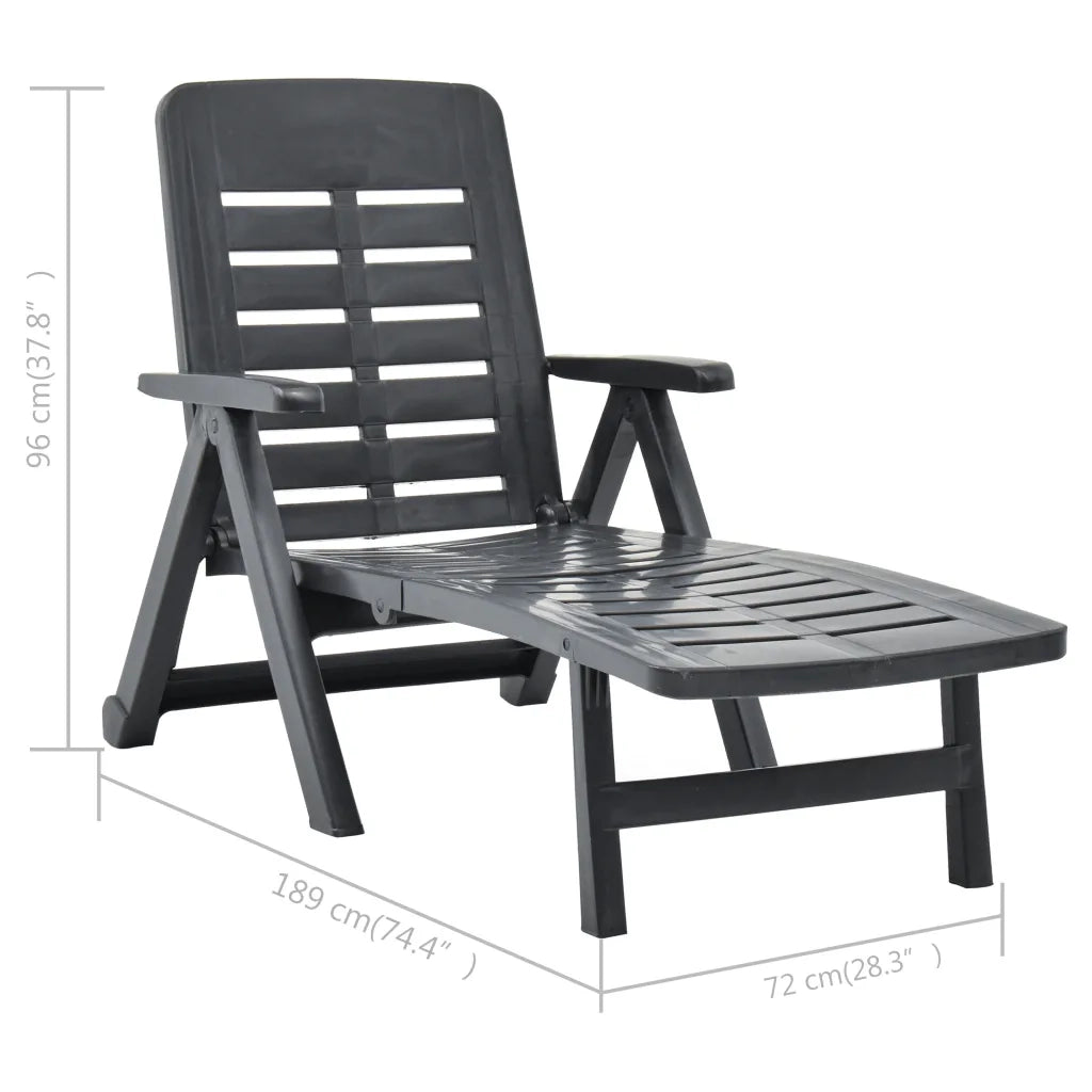 Lettino Prendisole | Sdraio da giardino | Lettino da sole Pieghevole in Plastica Antracite