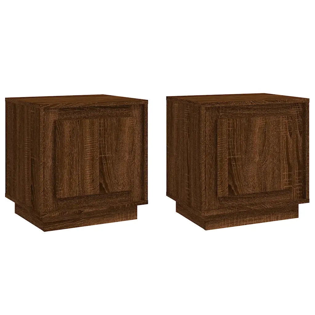 Comodini 2 pz-Set di 2 Tavolino da notte Rovere Marrone 44x35x45 cm in Legno Multistrato