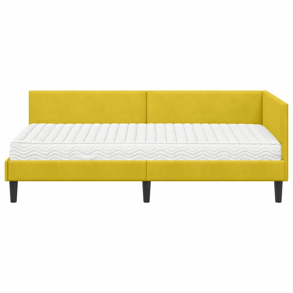 Struttura Letto Angolare con Materasso 2 pz-Giroletto con materasso Giallo Velluto 411770