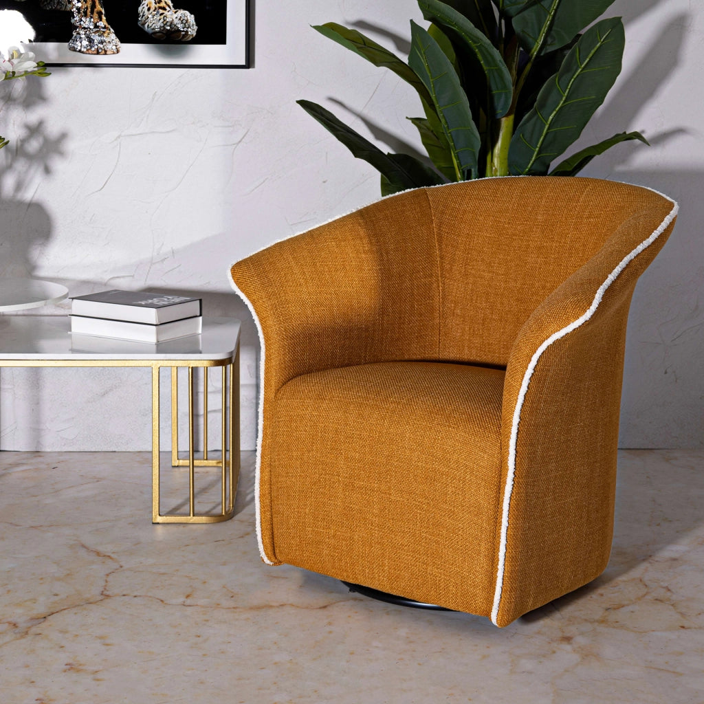 Poltroncina Toamas, Poltrona Base Girevole, 84x66x80h cm Giallo Senape