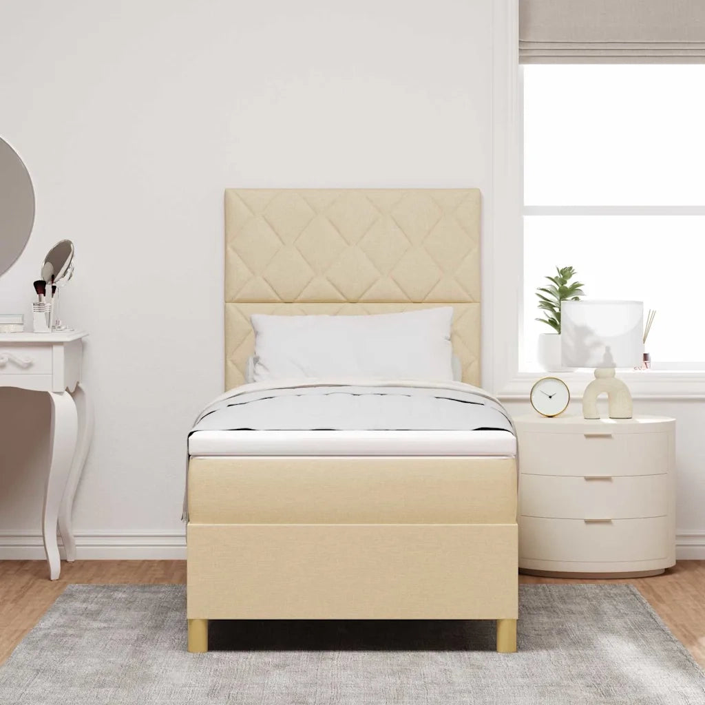 Letto a molle con testiera Crema 90 x 200 cm Tessuto 3339670