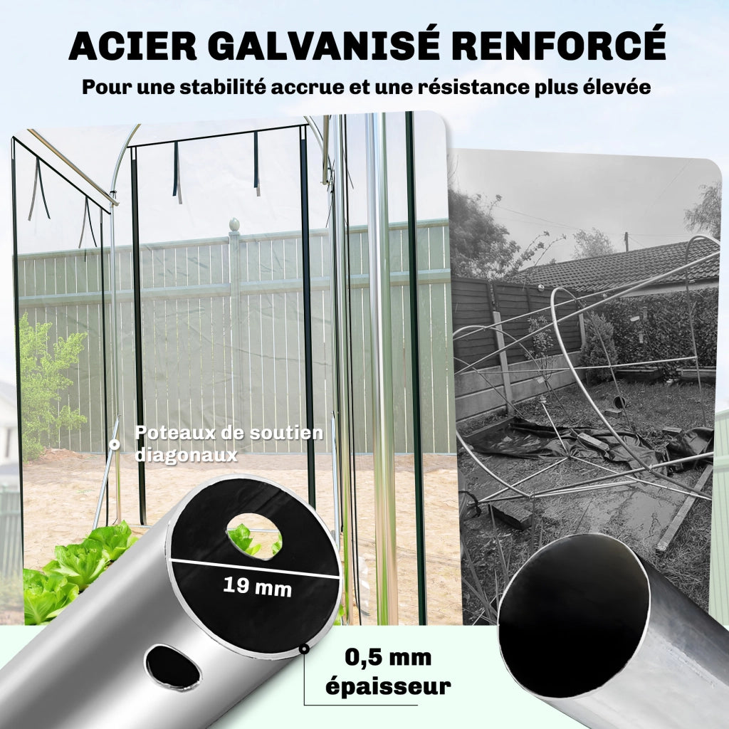 Serra Tunnel da Giardino ¨C Xylo ¨C Acciaio Galvanizzato, 8 Porte, 295x100x197cm