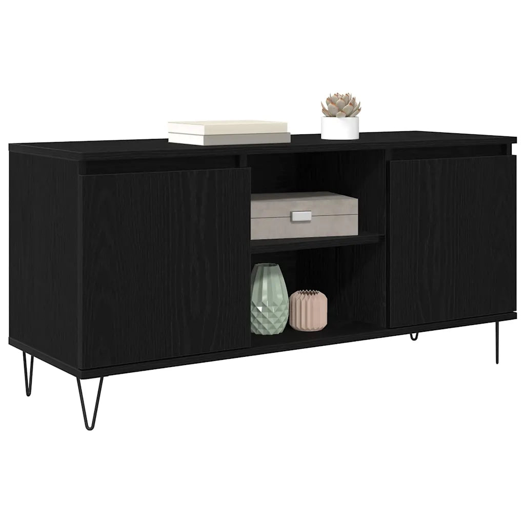 Mobile TV Rovere Nero 104 x 35 x 50 cm Legno multistrato 881934
