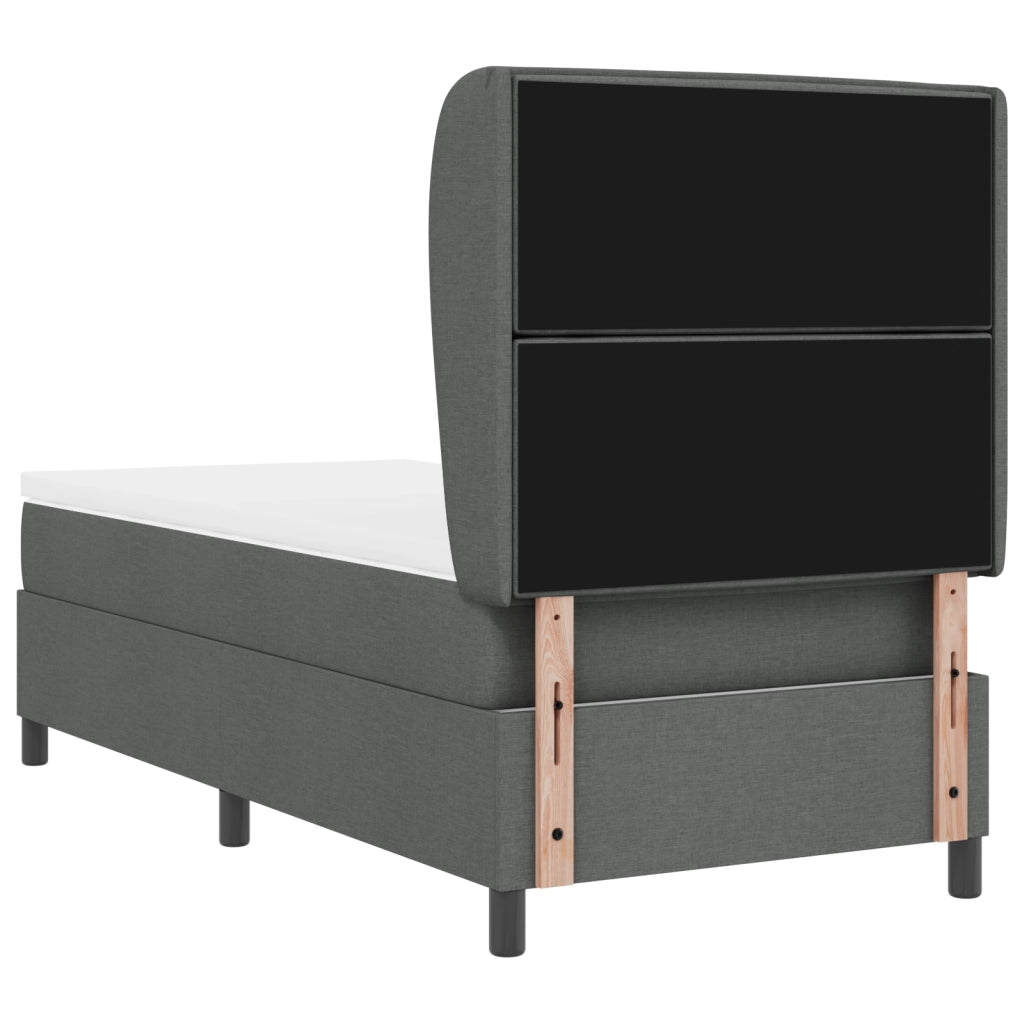 Letto Box Spring con Materasso Grigio Scuro 100x200 cm Tessuto