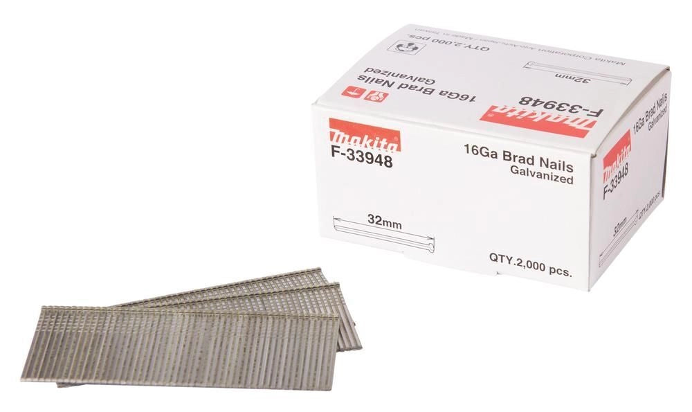 Makita F-33948 Chiodi Brad Galvanizzati 16Ga 1.6x32mm 2000 pz per AF600 GF600 DBN600