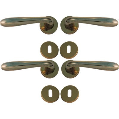 MANIGLIA GOCCIA OTTONE ROSETTA FORO PATENT - ZAMA OTTONE LUCIDO Q8 CF=PZ 4