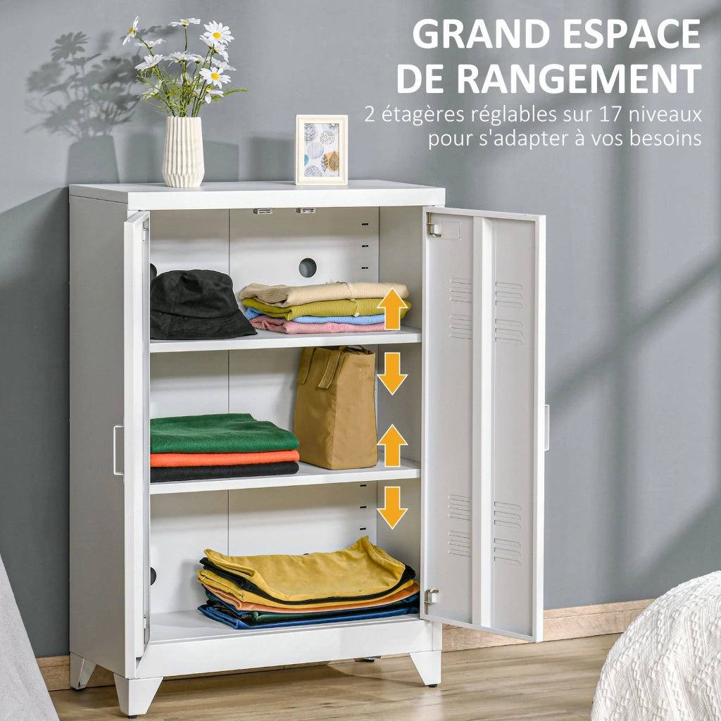 Armadio per ufficio 3 ripiani scorrevoli ¨C zephmum ¨C bianco 75x33x110 cm