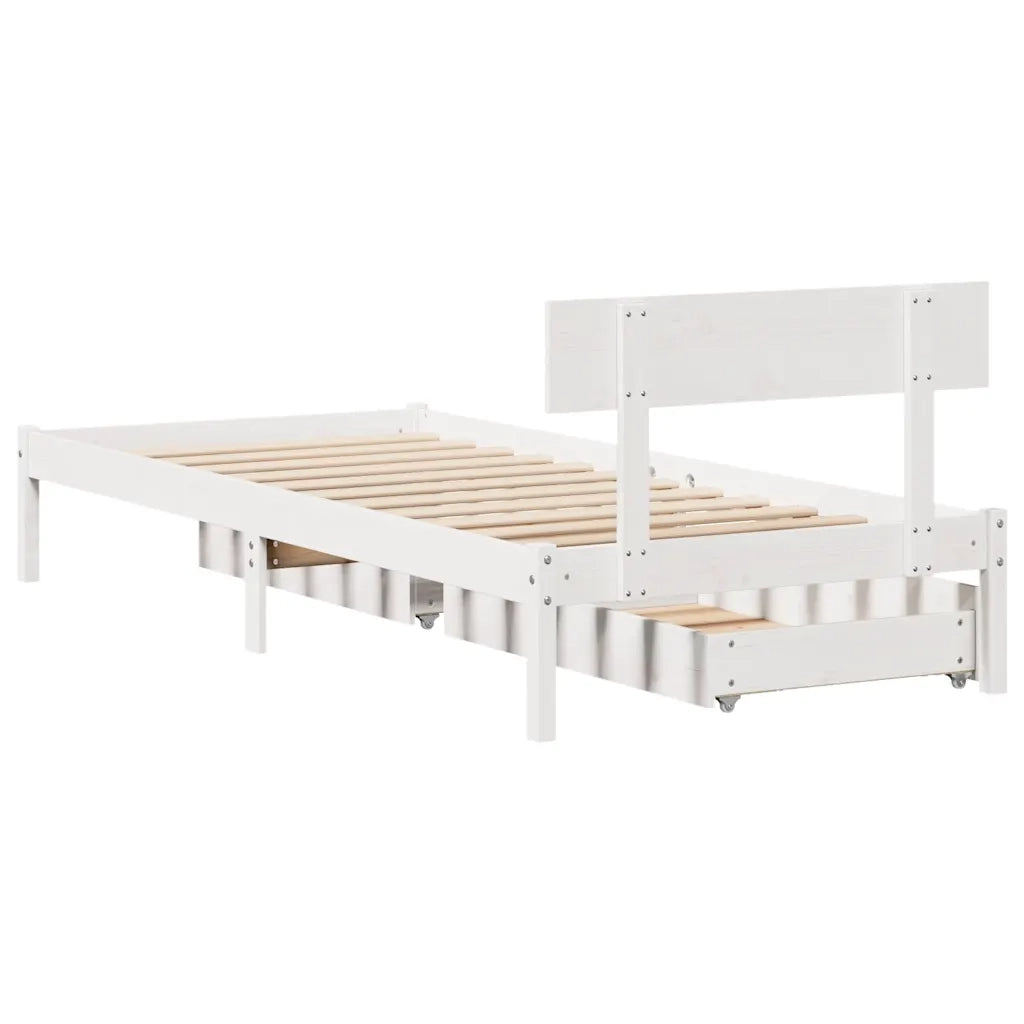 Giroletto senza Materasso Bianco 100x200 cm Legno Massello Pino
